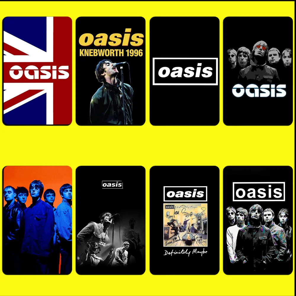 

Rock Band O-Oasis Stickers Debit Bank Credit Cards Metro Bus Pass Stickers Cool Decoration Cover Waterproof 4PCS Card Skin