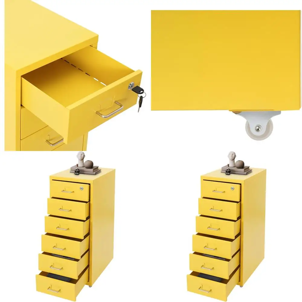 

Металлический мобильный шкаф для документов, 6 ящиков, для хранения под столом, высота 27 дюймов, для файлов формата А4/Letter/Legal