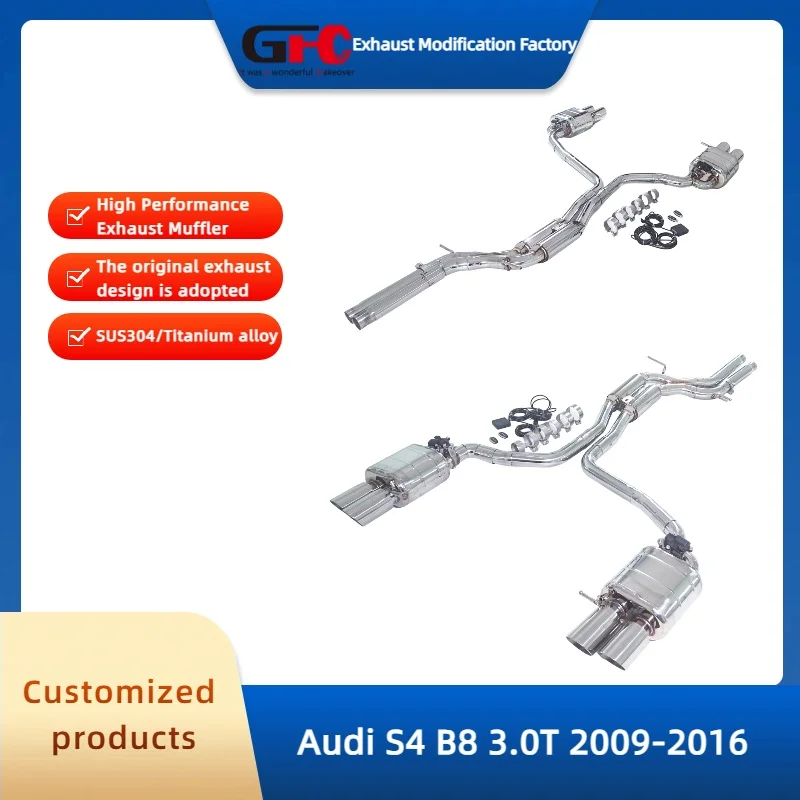 

Высокопроизводительный выхлопной клапанный глушитель GFC Catback Valvetronic из нержавеющей стали 304 для Audi S4 B8 3.0T 2009-2016