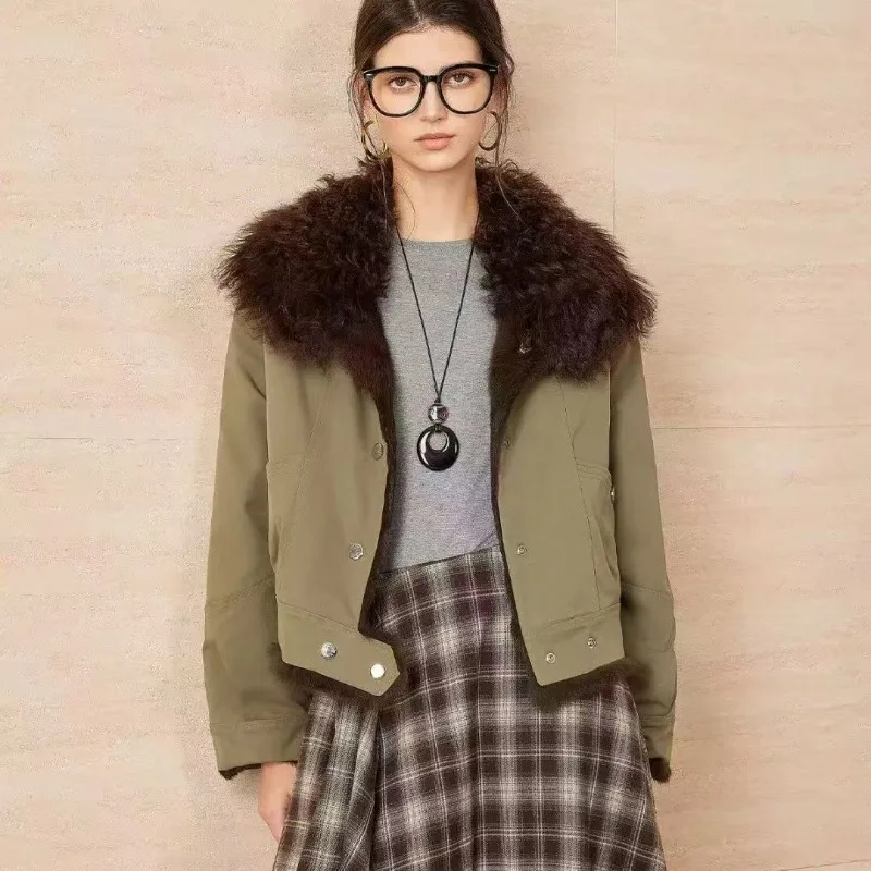 2026 rabbit fur, fur integrated on both sides, women's winter new toka wool collar, young parker jacket