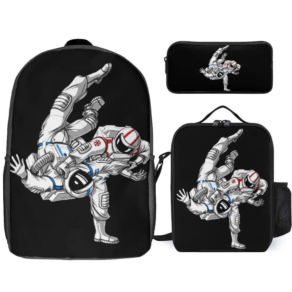 

Jiu Jitsu Astronauts Jiu Jitsu 3 in 1 Set 17 Inch Backpack Lunch Bag Pen Bag Travel Creative Lasting Pencil Case Snug