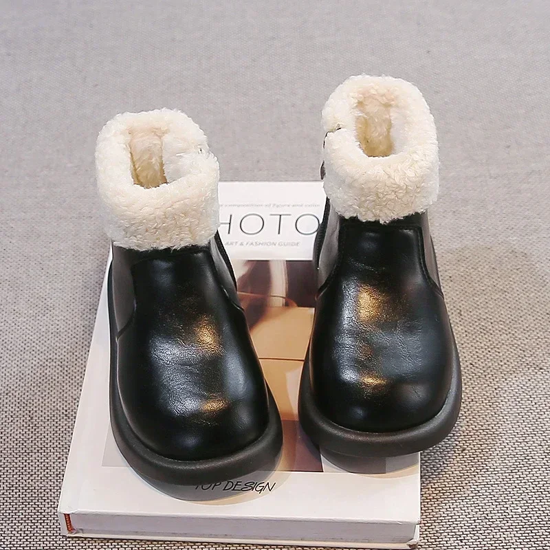 Toddler Girls Winter Ankle Boots, Fleece Cuff & Thick Cotton Lining, Side Zipper, Non Slip Sole for Cold Weather Outdoor Wear