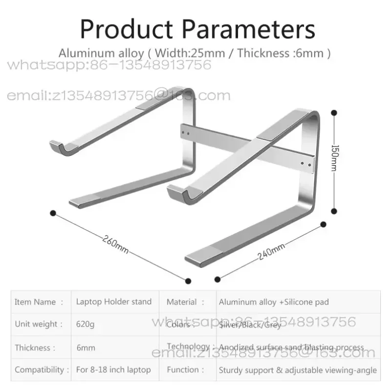 Aluminum Alloy Laptop Stand Adjustable Ergonomic Notebook Holder Portable Cooling Desktop Riser for MacBook Air Pro Office