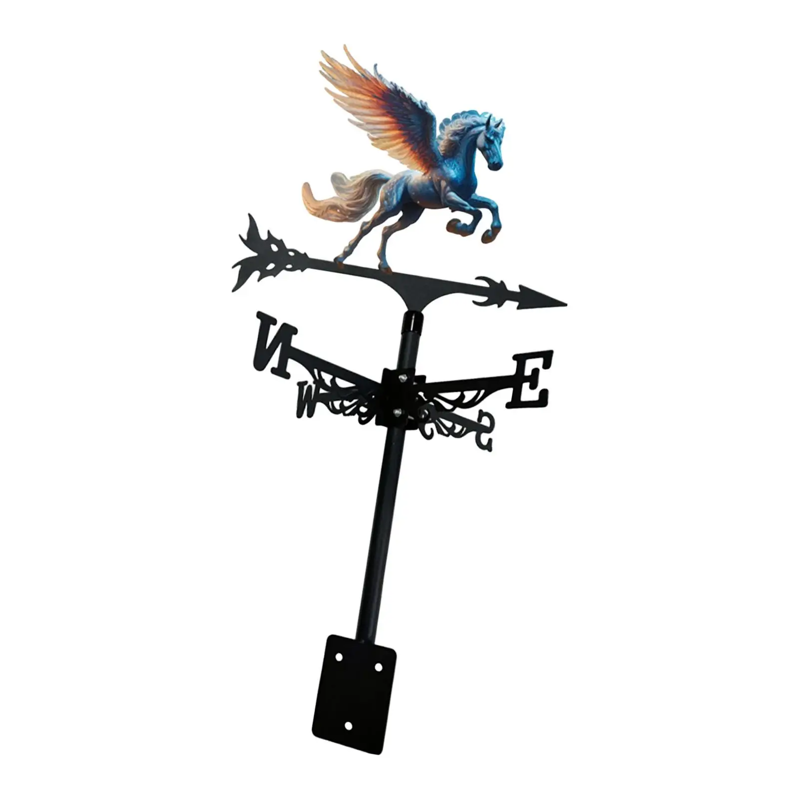 Weatherproof Horse Iron Weathervane Outdoor Metal Wind Vane Vintage Garden Roof Mount Decoration for Farmhouse Yard Lawn