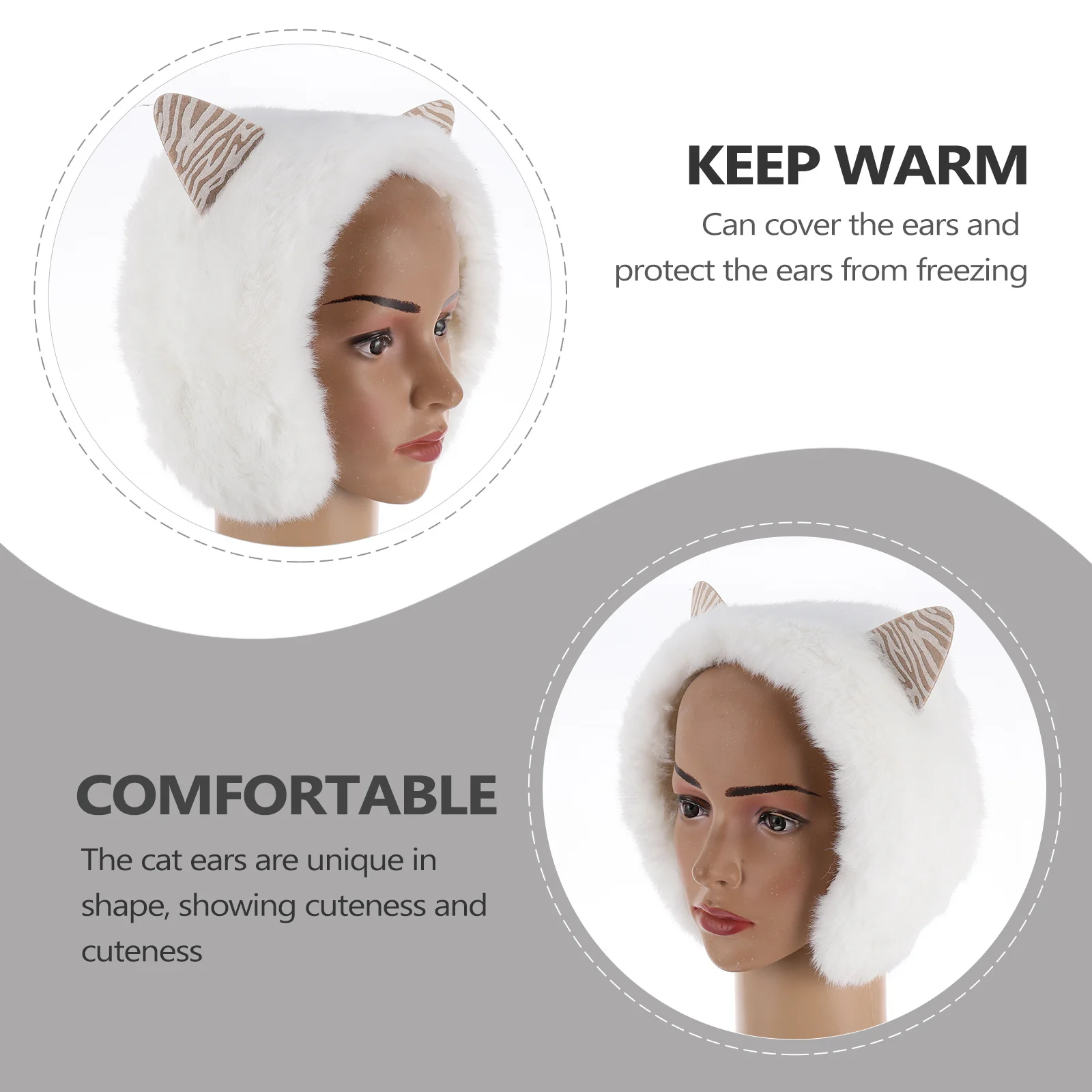 لطيف القط الأذن عقال الشتاء الدافئة غطاء للأذنين مريحة الجلد ودية السلس لينة جميع أنواع الملابس التبعي #5