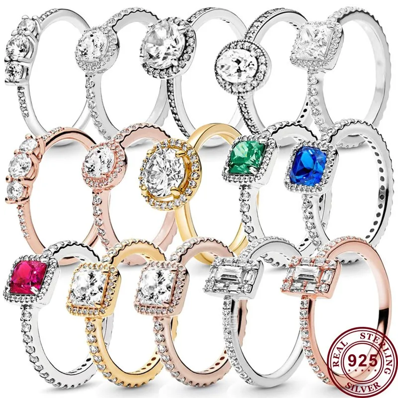 

New Hot 925 Silver Delicate Shining Round Single Stone Women's Classic Direction Sign Ring High Quality DIY Fashion Jewelry