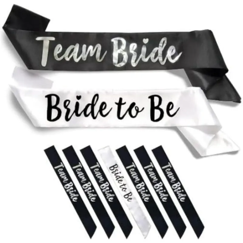 7pc/set Team Bride Satin Sash Set - Sophisticated & Fun Part