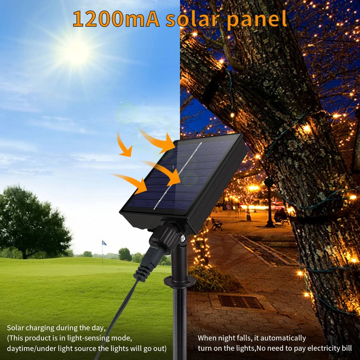 

High Qualtiy Solar LED Light String Fast Rechargeable Fairy Lights 1200mAh Battery Waterproof For Outdoor Garden Ambient Decor