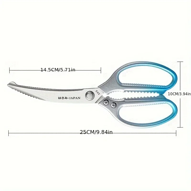Stainless Steel Kitchen Scissors Blue Gradient Kitchen Scissors Chicken Duck Fish Bone Kitchen Tools Outdoor Barbecue Scissors
