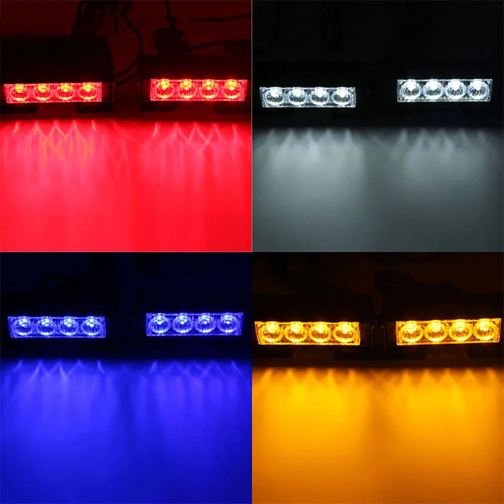 2*4 luci stroboscopiche a LED della polizia per auto lampada di avvertimento griglia di emergenza DC12V auto moto pompiere ambulanza Flasher torcia