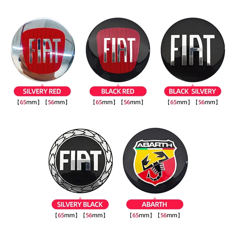 4pcs 55mm 60mm 65mm 68mm Car Styling Wheel Center Cap Hub Covers Badge for Fiat Punto Abarth 500 Stilo Ducato Palio Bravo Doblo