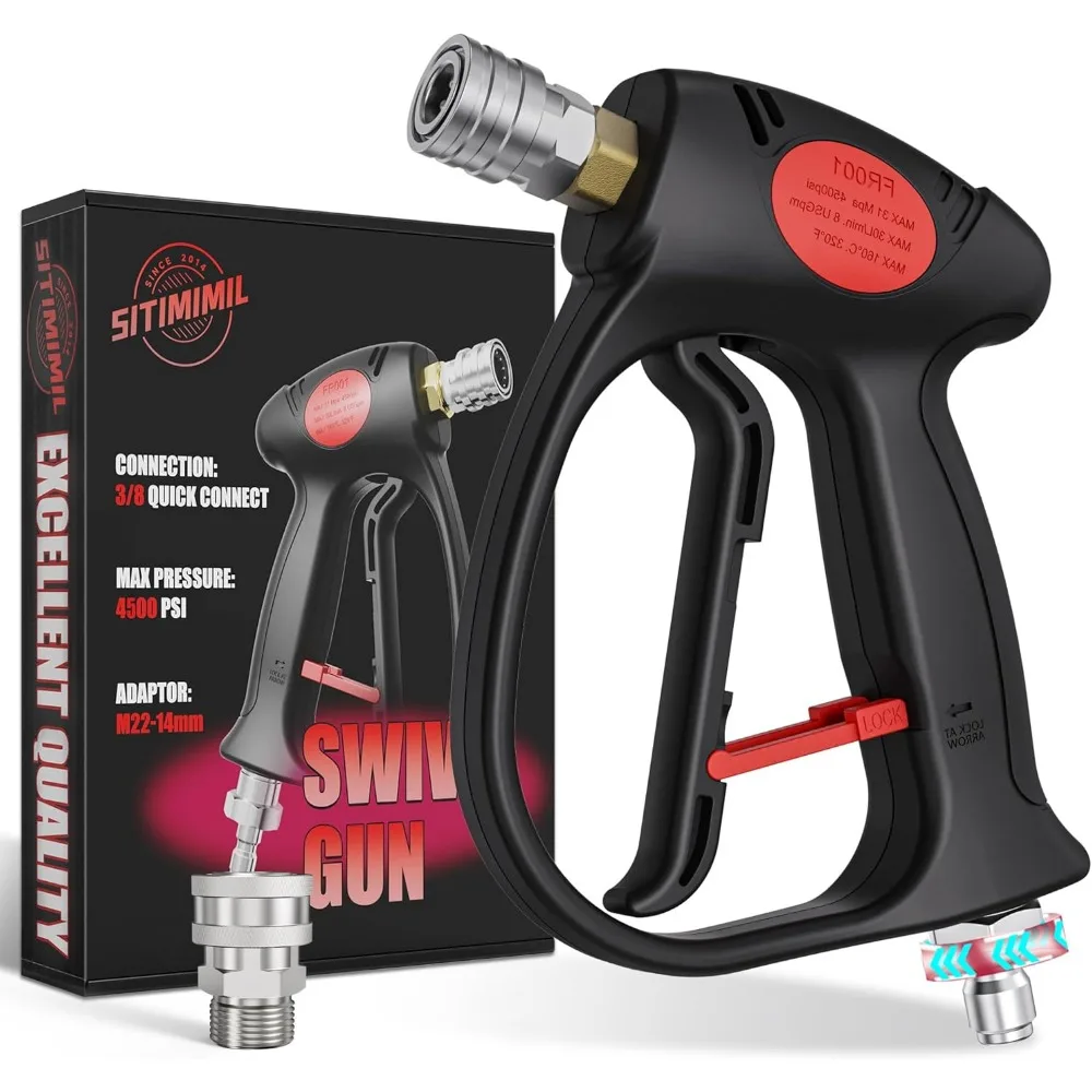 سيتيميل ® مسدس غسالة الضغط الدوار مع 3/8 تدوير التوصيل السريع ومحول M22-14mm 4500PSI سهل السحب الزناد قصير الضغط العالي #1