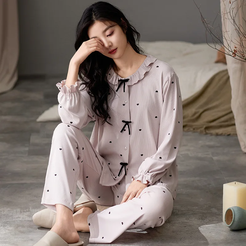 Long Sleeve Pajamas Sets For Women Autumn Satin Sleepwear Pyjamas Nightwear Set Young Girl Pijama Set femme homewear