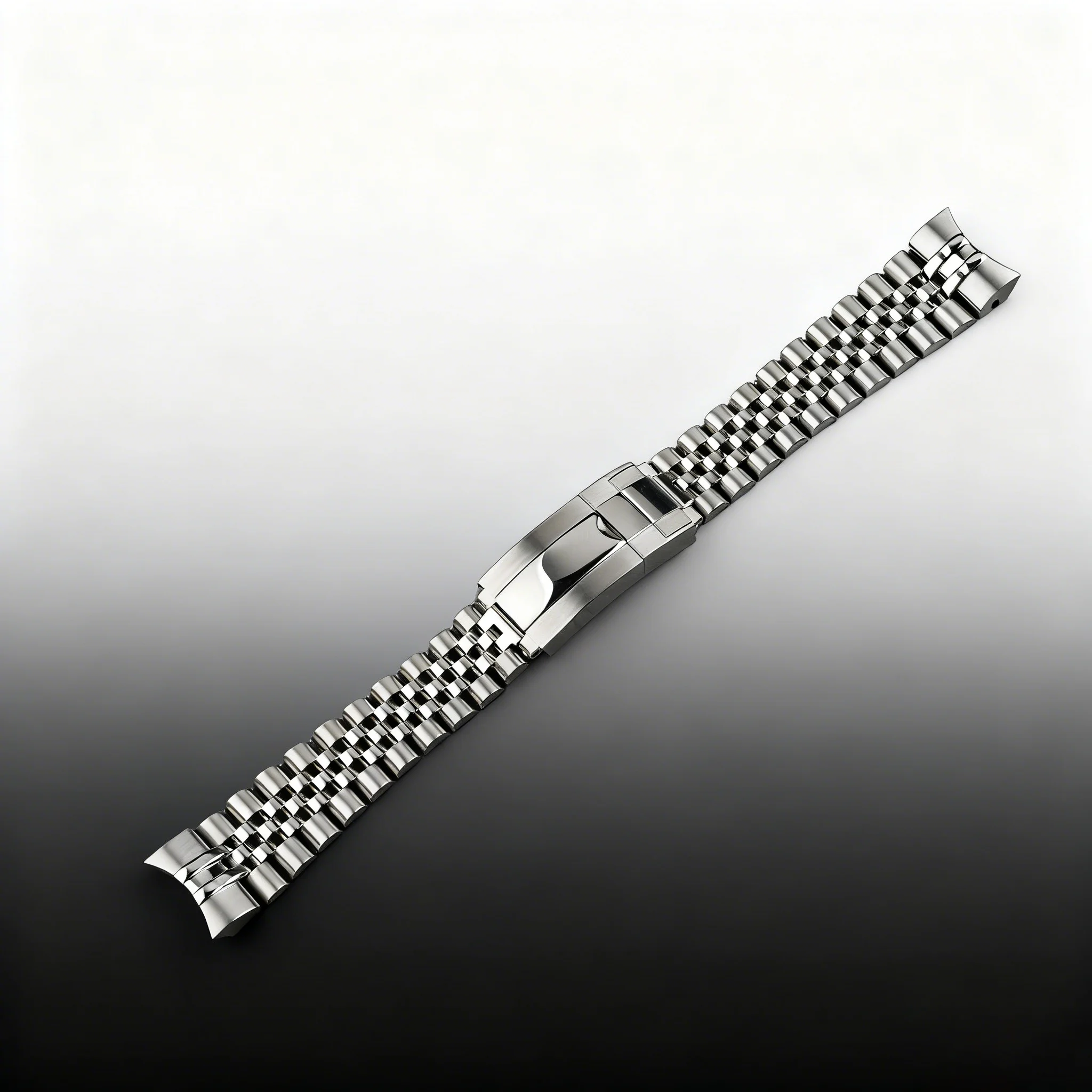 Rolamy 20mm 316 Stainless Steel Jubilee Bracelet Solid Link, Curved End, Fits Seiko Mini Samurai (SRPL11/SRPL13/SRPL15)