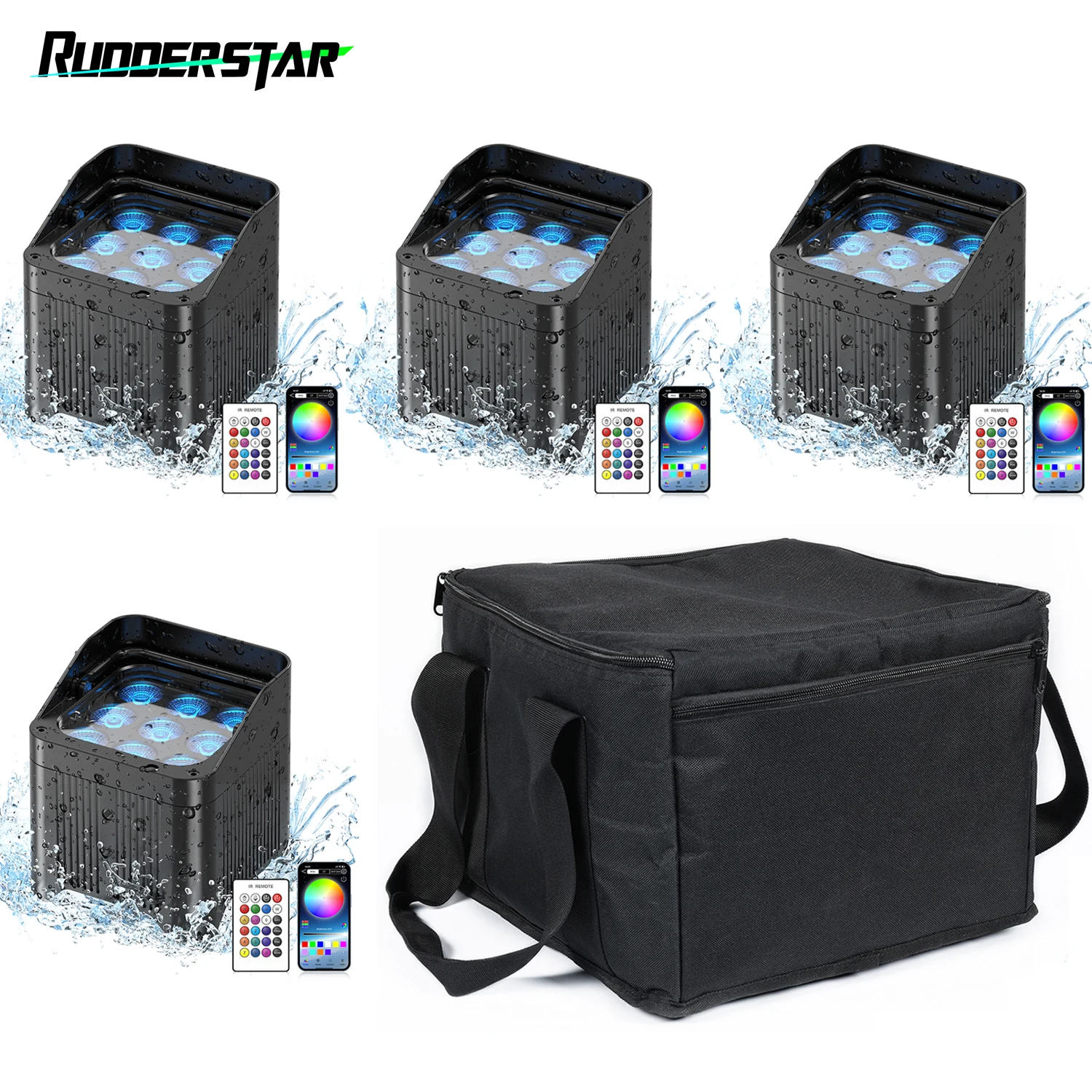 

4PCS Par Light 9x18W 6IN1 RGBWA+UV LED Lights Battery Rechargeable Stage Effect Lighting W/Bag for Disco Party Concert Theater