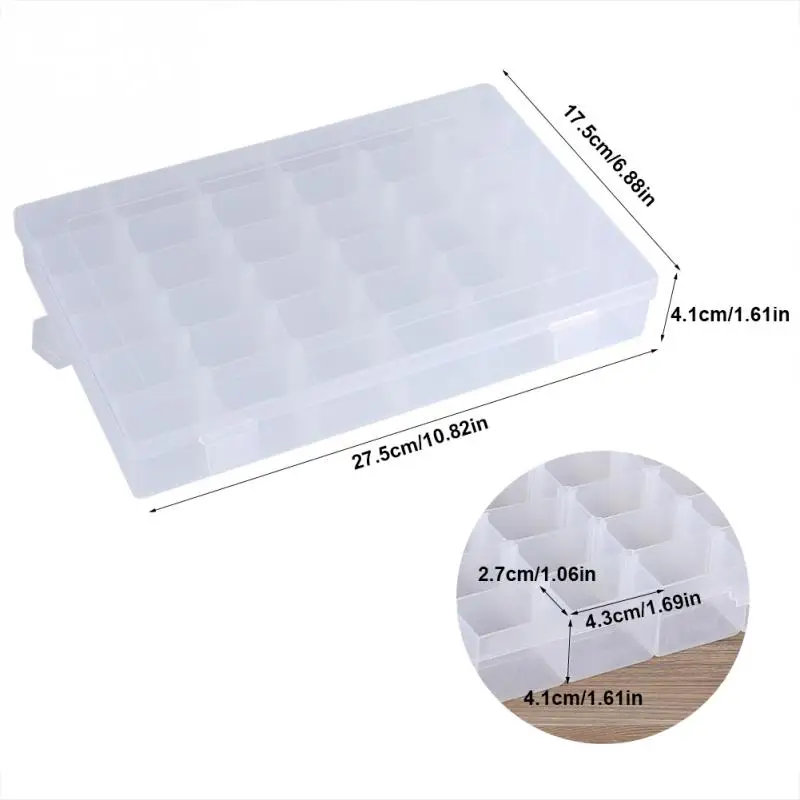 36 Grids Clear Plastic Box Organizer for Nail Art Manicure Tools Jewelry Beads Rings Display Storage Case Holder