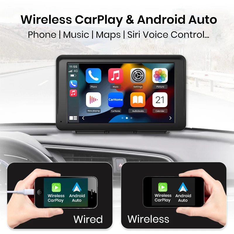 Junsun 7 Inch Touch Screen Car Portable Tablet Wireless CarPlay Android Radio Bluetooth Navigation Car Multimedia Player GPS