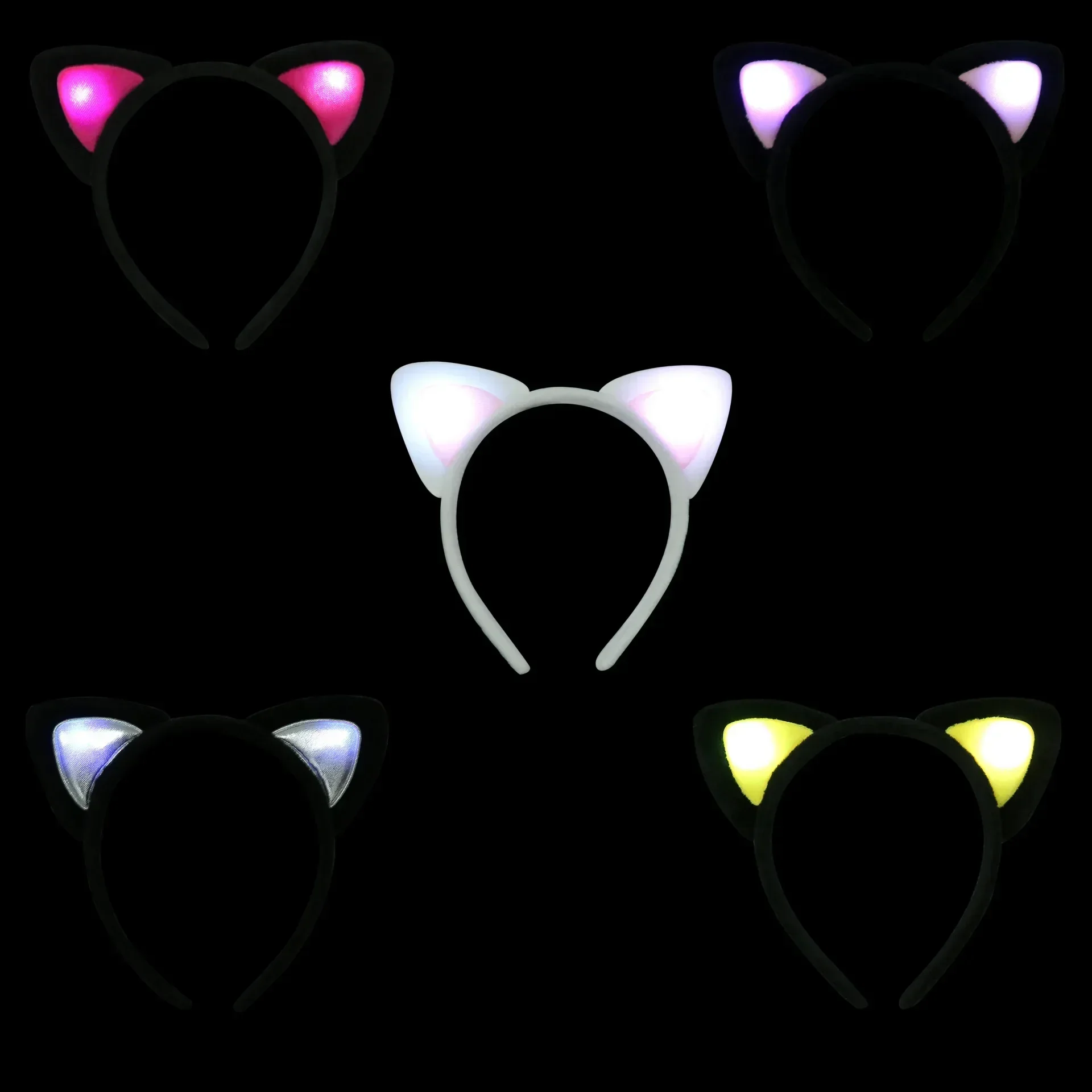 Glowing Cat Ear Headband for Women LED Light up Hairband with Luminous Ears Cosplay, Birthday, Wedding and Festival Parties