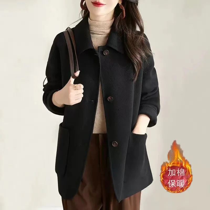 Wool Jacket Women\'s 2023 New Korean Simple Loose Long Sleeved Woolen Coat Single Breasted Spring Autumn Female Casual Outwear