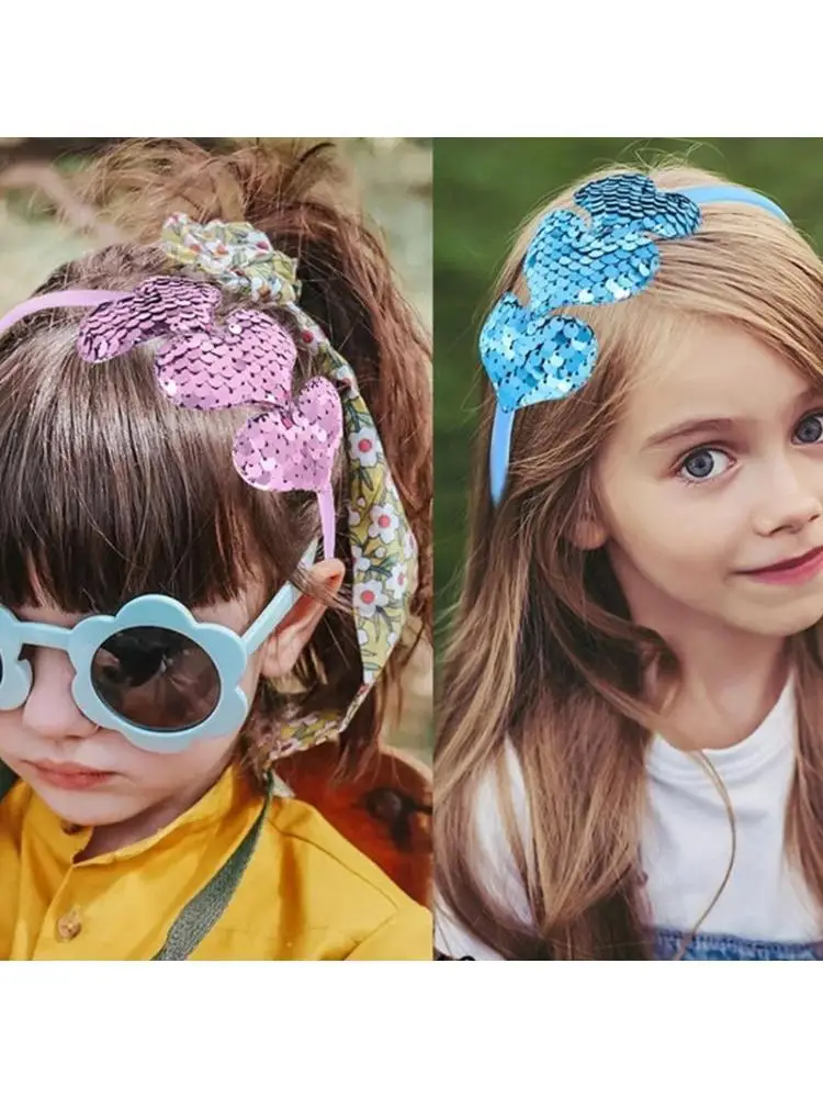 

31BB повязки на голову с блестками и сердечками, красочные повязки для волос с блестками, блестящий обруч для волос, головной