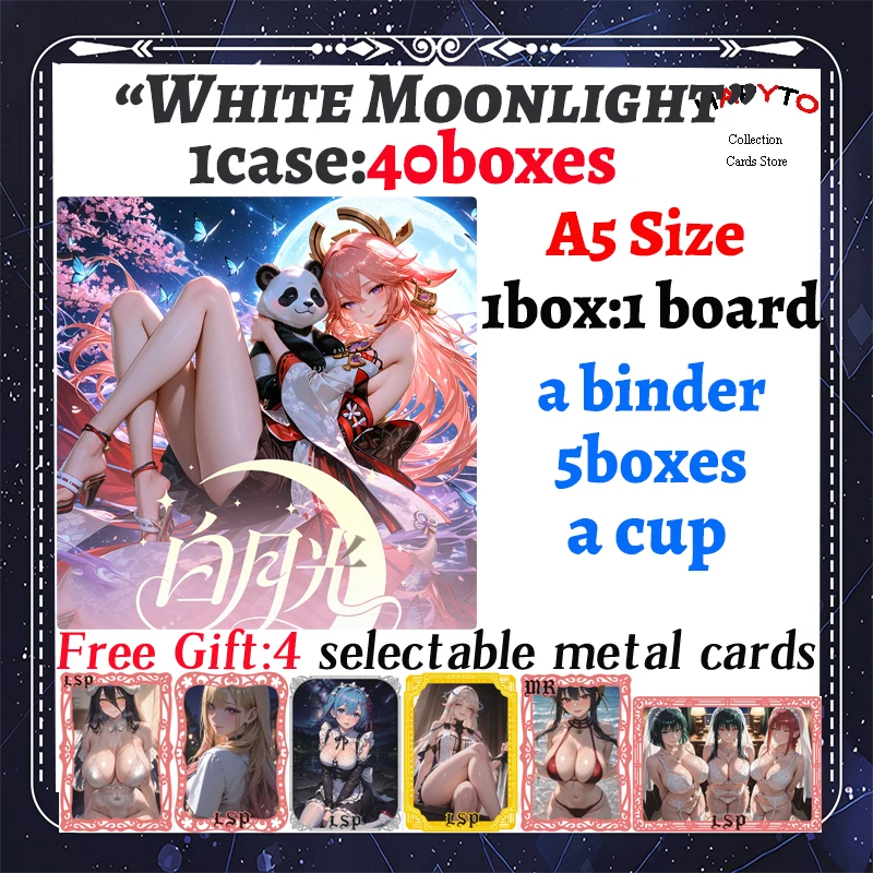 

2025 Newest White Moonlight A5 Waifu Boards Goddess Story Collection Card Swimsuit Bikini Booster Box Habbies Gift