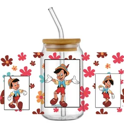 Cartoon Pinocchio 3D UV DTF Transfer Sticker Waterproof Transfers Decals For 16oz Glass Cup Wrap Stickers