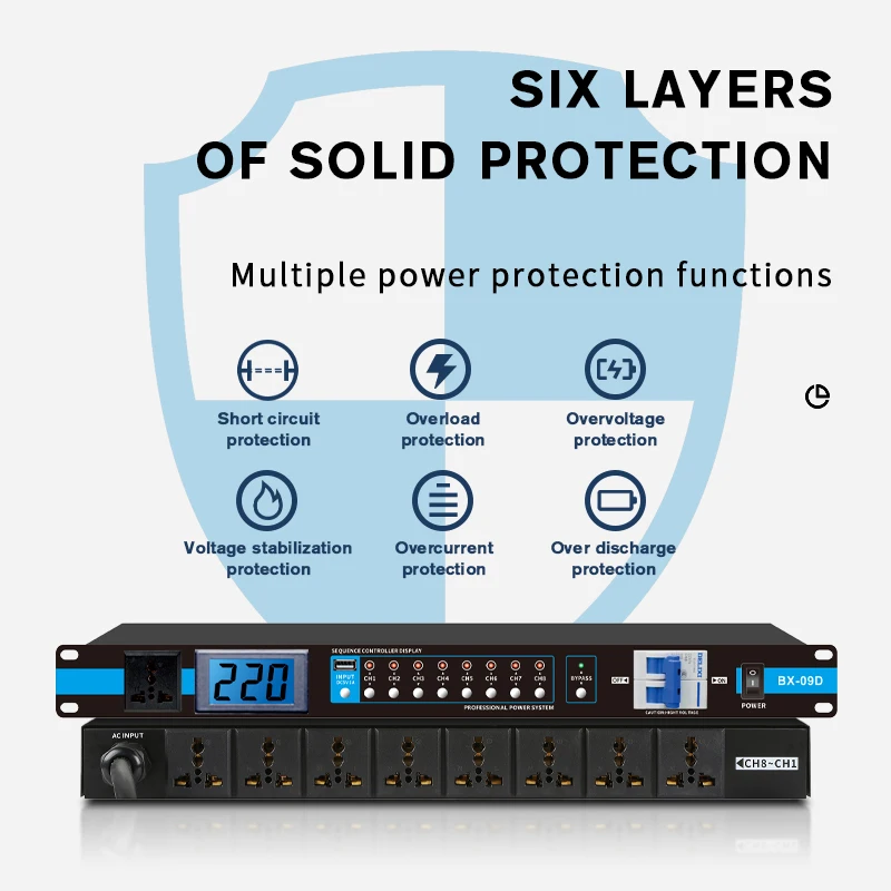 Controller 8 Channel DSP Power Timer High Quality With Power Sequence And Led Display For Party Bar Club