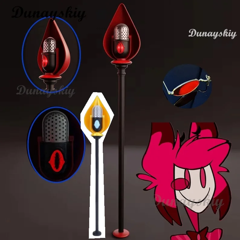 NEW Hazbinin Cosplay ALASTOR Cosplay Prop Wig Detachable Vertical Microphone Stick Cane Halloween Carnival Party Nail Glove