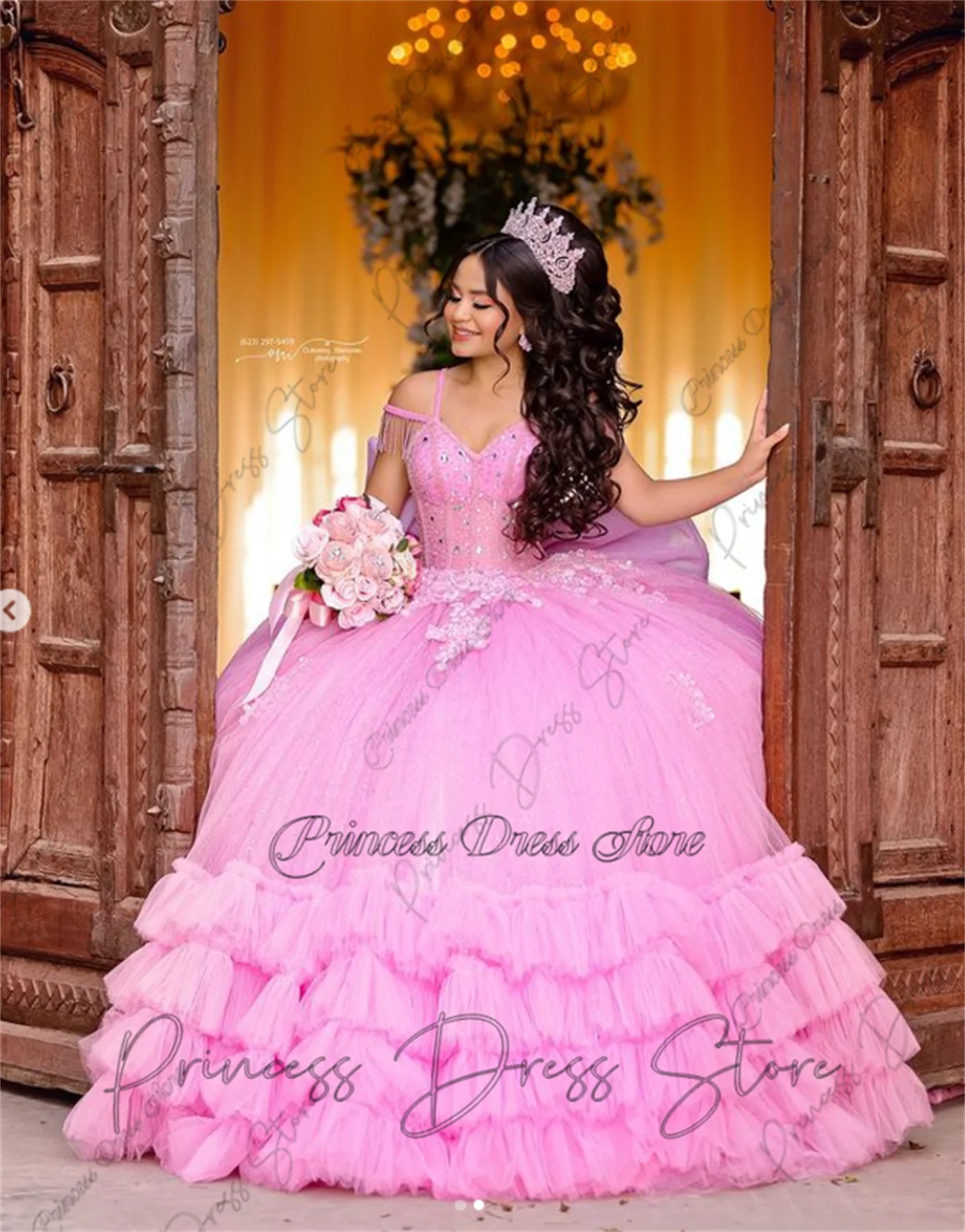 México elegante renda applique quinceanera vestidos de baile 2025 com manga frisada doce 16 vestido espartilho vestidos de anos