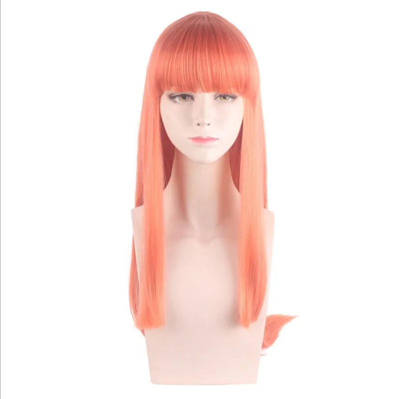 Peluca sintética naranja larga y recta para disfraz de Cosplay, fiesta, Halloween, Anime, juego de rol, resistente al calor