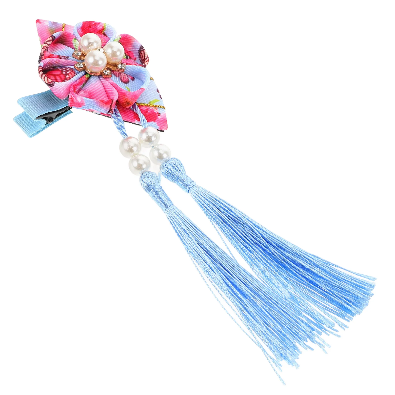 

Japanese Hair Accessories Fan Hair Clip with Tassel Women Girls Hanfu Kimono Decor Bright Colors Metal Fabric Comfortable