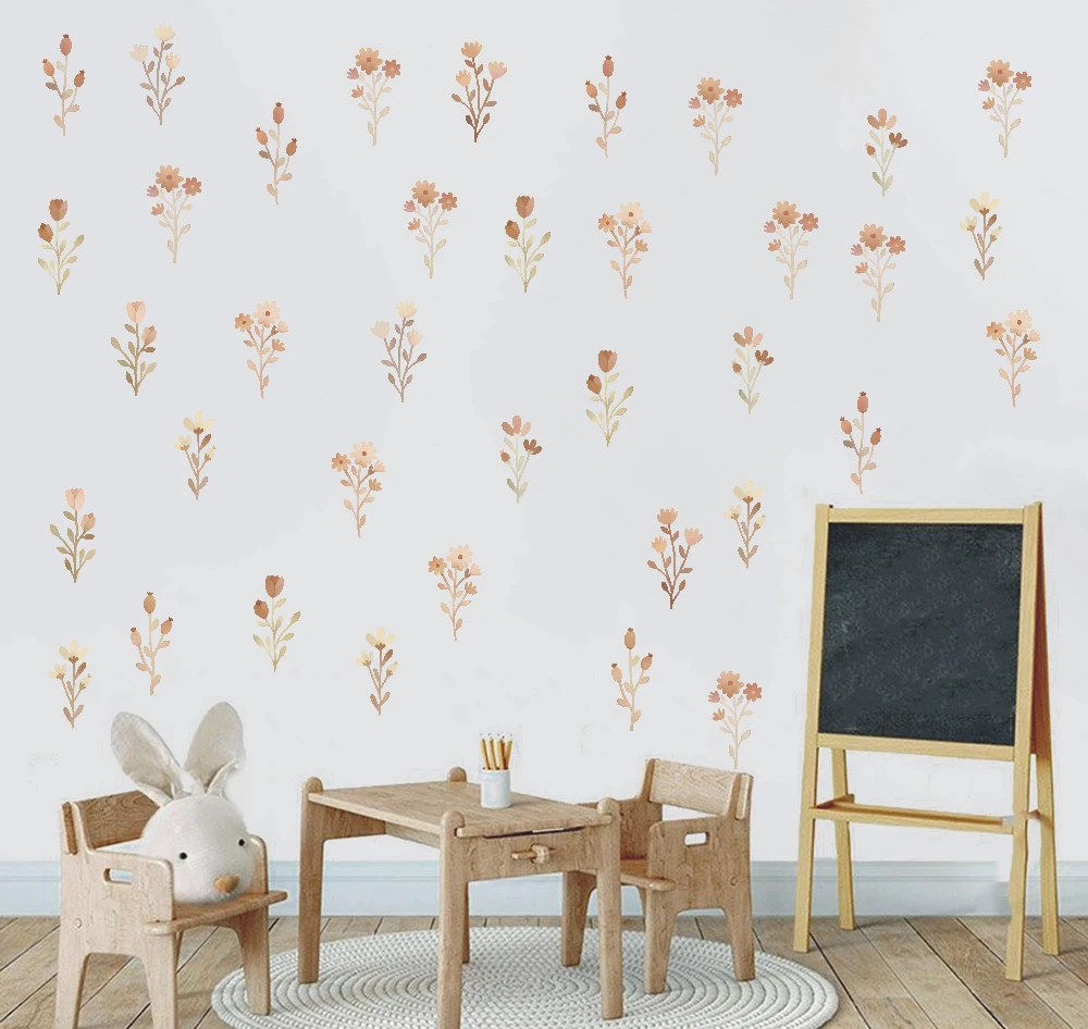 Watercolor Flower Wall Sticker Baby Nursery Boho Floral Daisy Wall Decal Bedroom Living Room Home Decor