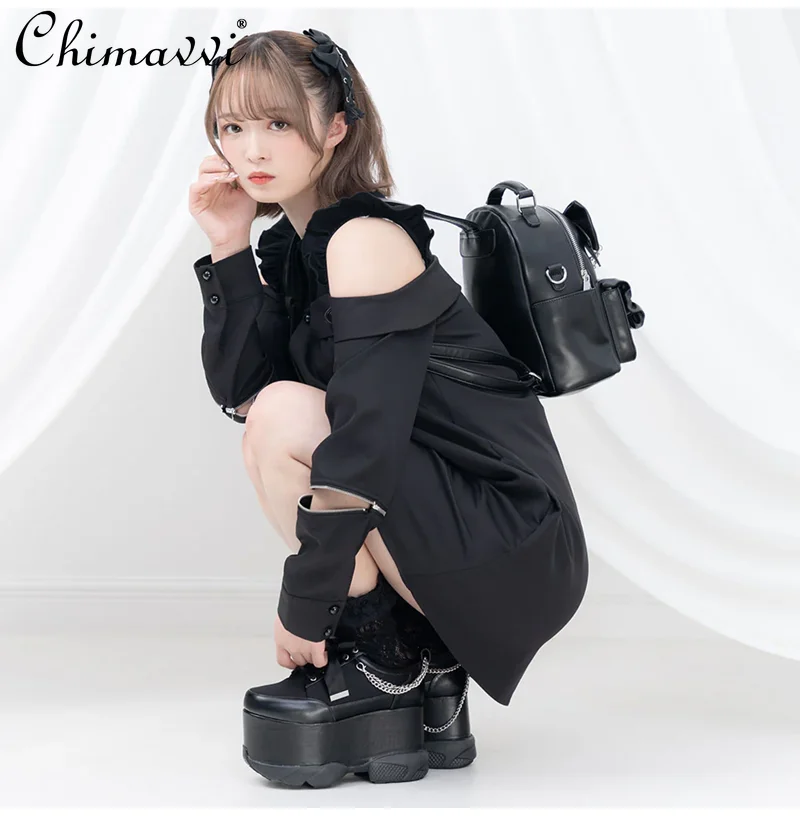 Japanese Mine Series Mass-Produced Pearl Chain Lolita Student Thick Bottom Platform Casual Double Pearl Sneaker Pump Shoes Women