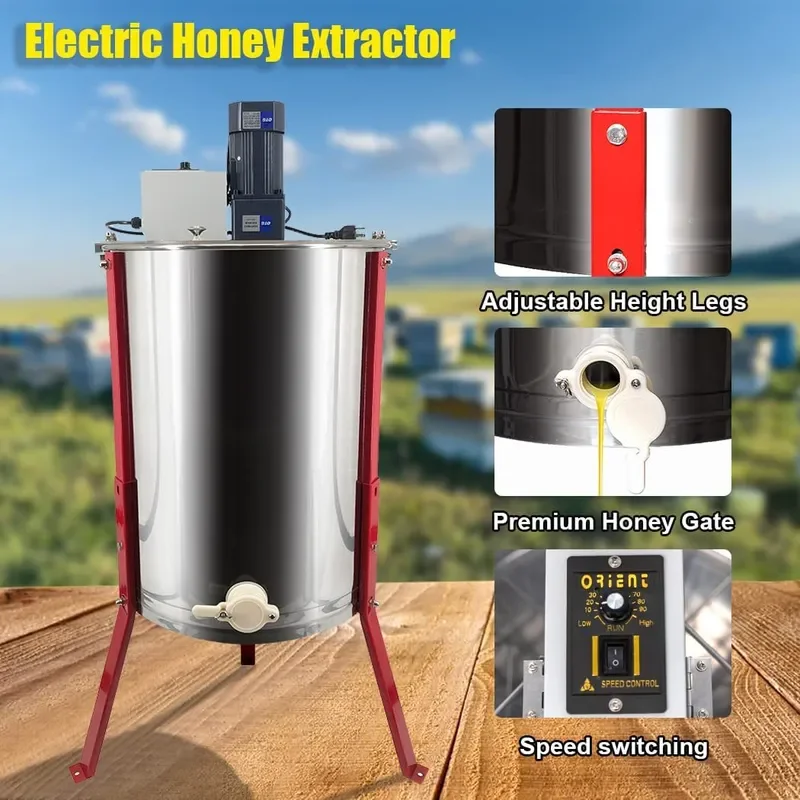Stainless Steel 4 Frame Electric Honey Extractor Adjustable Height Beekeeping Equipment Automatic Honey Separator Machine for
