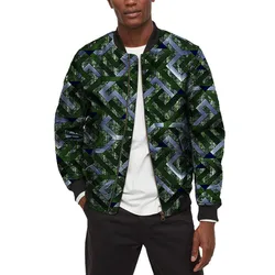 African Print Couture Men's Bomber Jacket Colorful Wax Male Short Baseball Coat Holiday Street Style Thick Top