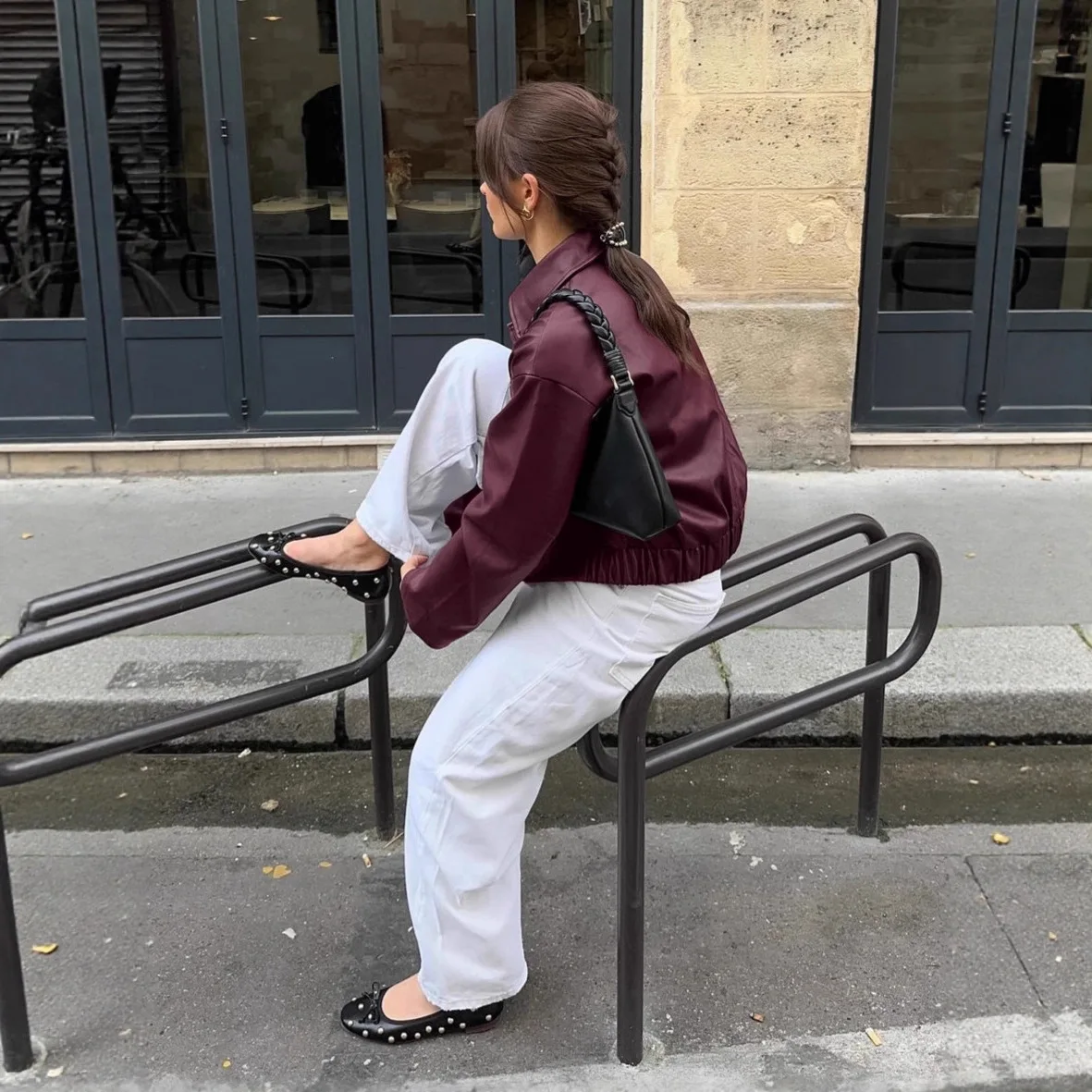 2025 New Lapel PU Leather Jacket Women's Autumn and Winter Short Loose American Retro Motorcycle Jacket