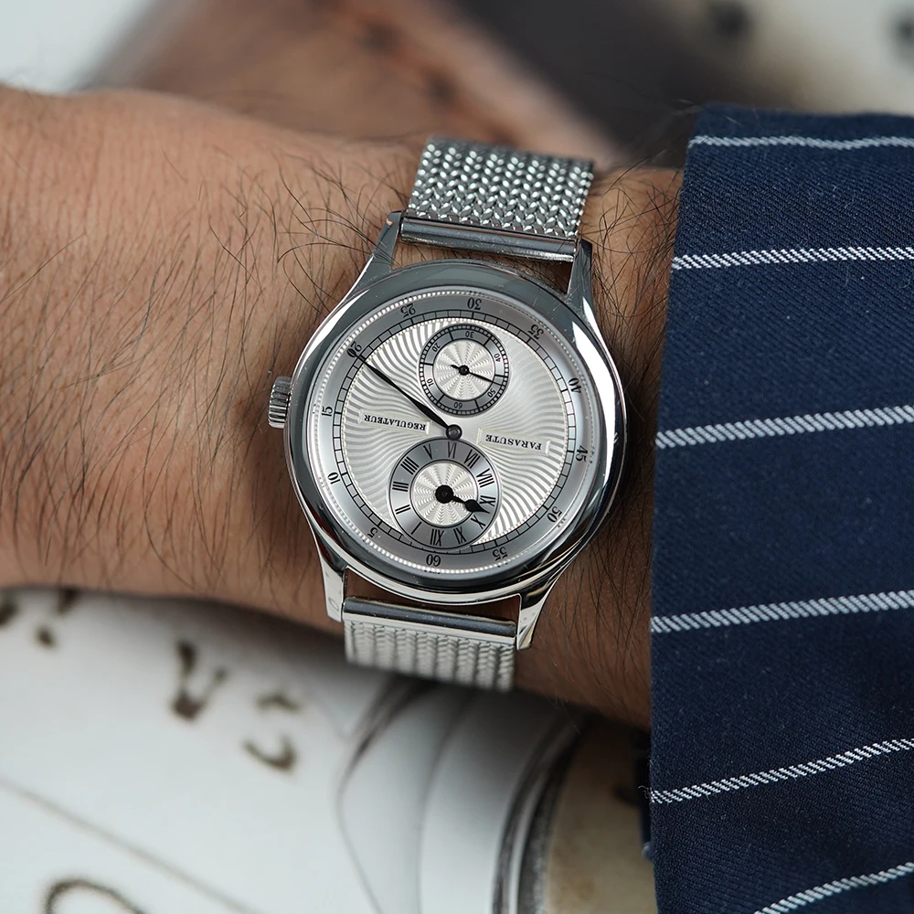 FARASUTE ريترو آلات ساعة اليد للذكور الكلاسيكية النورس دليل الميكانيكية ساعة يد تعمل بالحركة الرجال مقاوم للماء Montres pour hommes