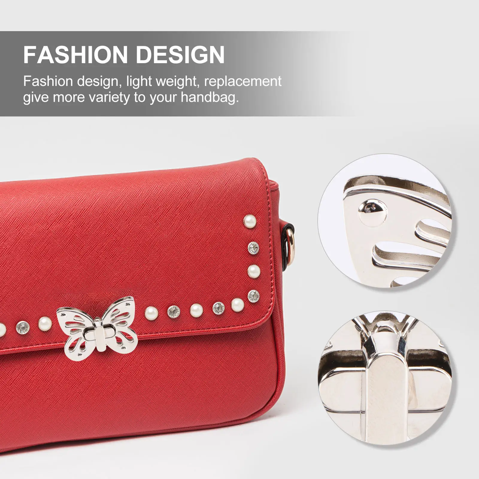 2Pcs Butterfly Style Bag Lock Zinc Alloy Delicate Handbag Clasp Replacement for Purse Clutch Bag Accessories Silver