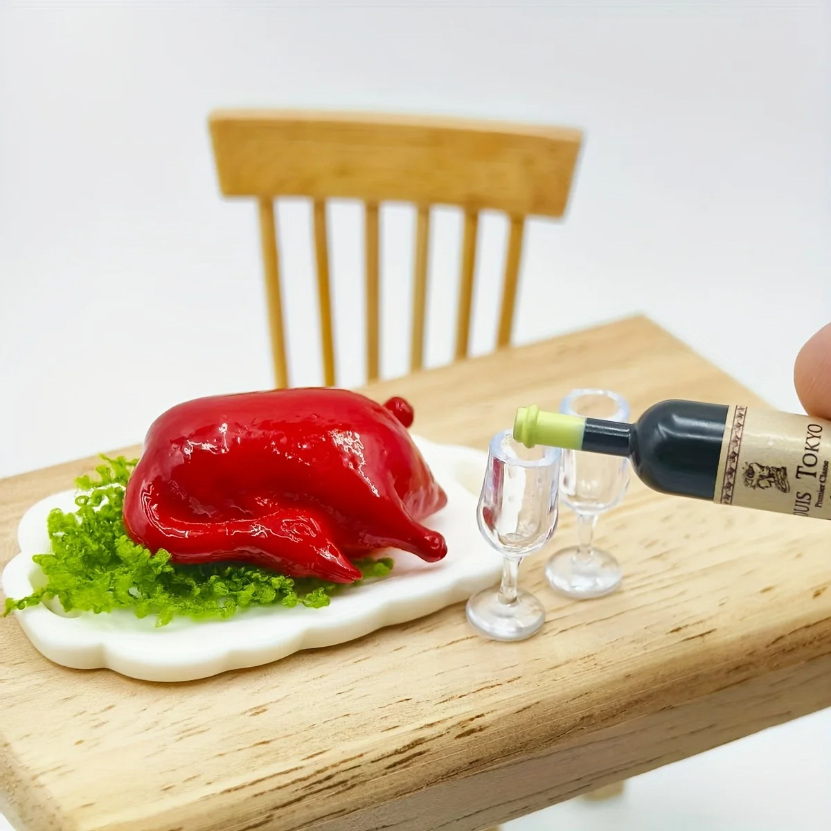 6-teiliges 1:12 Puppenhaus Wein- & Essensset, Mini-Schwein, Ente, Huhn, Truthahn Modell, DIY Miniatur-Szenendekoration, Weihnachtsgeschenk – Detail 6