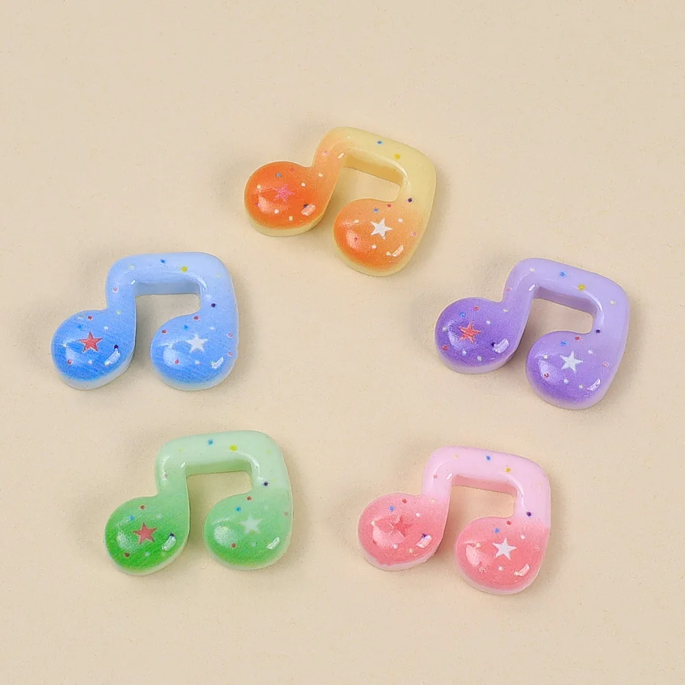 10pcs Cartoon gradient star musical note Resin Charms For Jewelry Materials Flatbacks diy handmade hair clip Keychain pendant