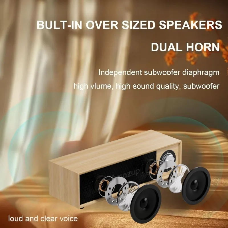 خشبية المنزل سطح المكتب مكبرات صوت بخاصية البلوتوث عالية الطاقة مضخم الصوت متعدد الوظائف الكمبيوتر مكبرات الصوت راديو FM TF بطاقة/U مشغل القرص