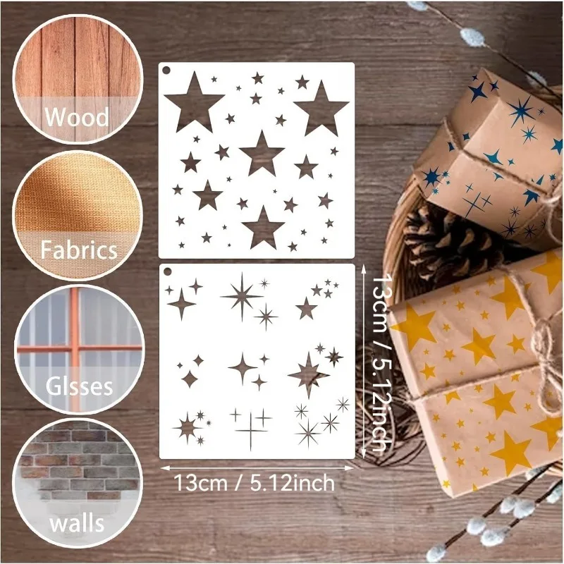 Versatile Shining Star Shape Stencil for Craft Backgrounds, Perfect for DIY Art Projects, Scrapbooking, and Card Making.