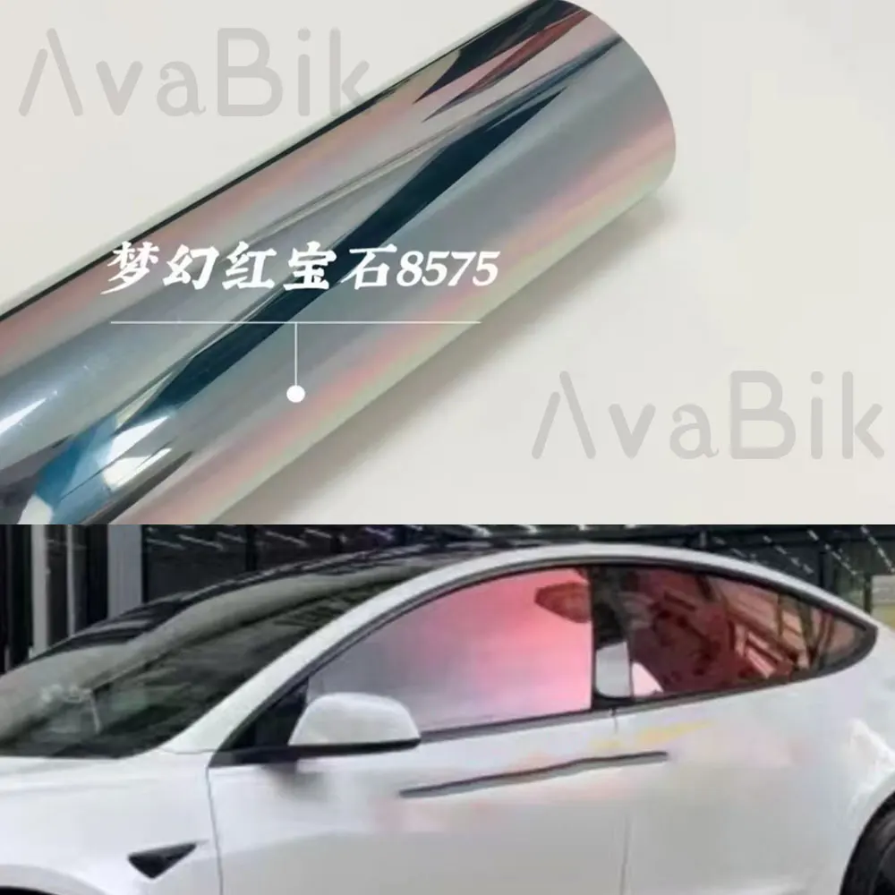 50cm Red Chameleon VLT 80% Rose Colorful Optical Film Chameleon Foil Car Side Window Protection Insulation Solar Tinting Film