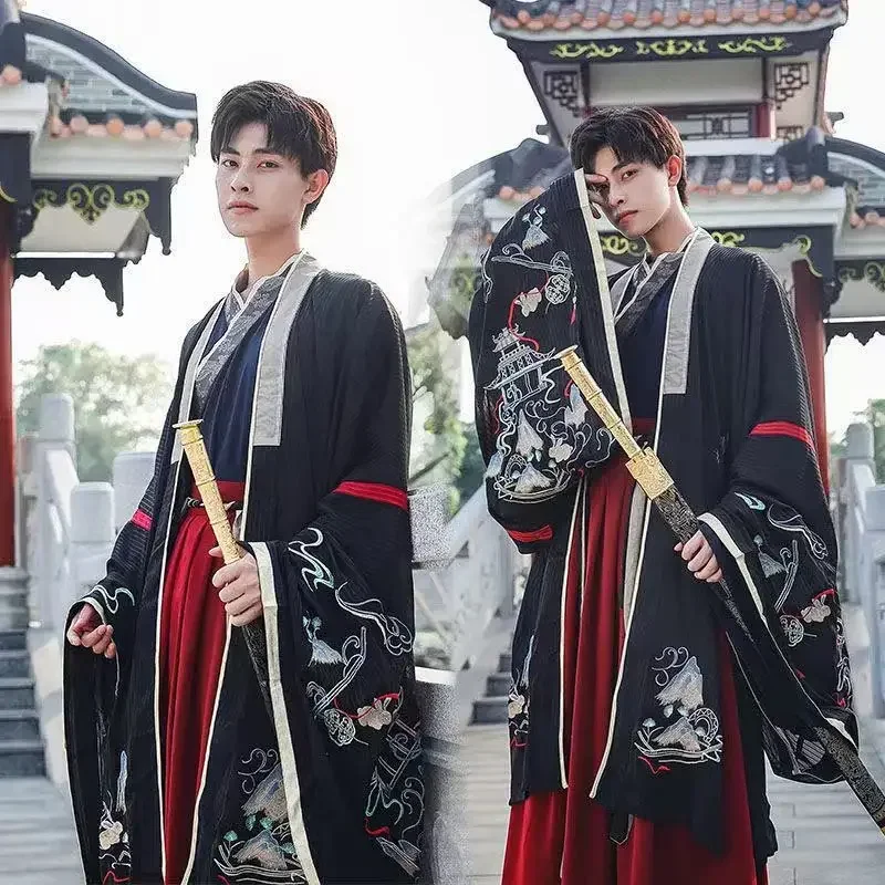 Robe de seda chinês antigo cavaleiro hanfu homens mulheres aldult quimono espadachim hanfu tradicional vintage étnico cosplay traje de dança