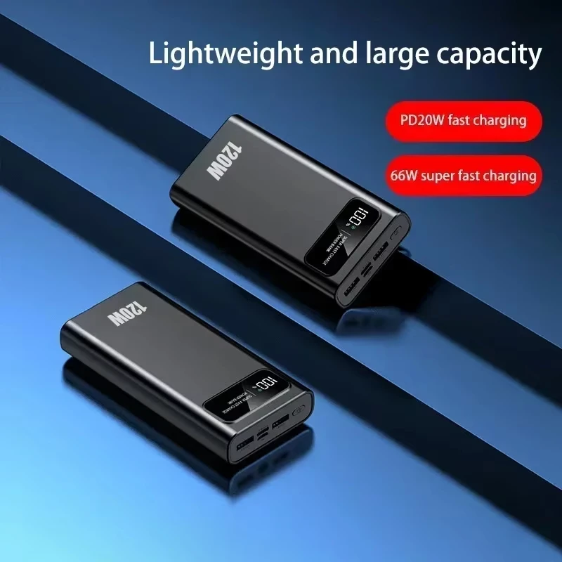 Lenovo 200000mAh Power Bank 120W Super Fast Charging Portable Mobile Power Ultralarge Capacity Digital Display External Battery