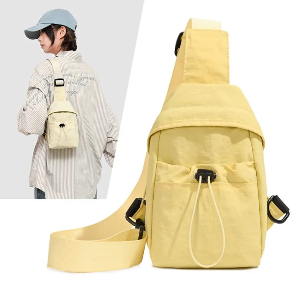 

Nylon Women's Breast Bag Crossbody Drawstring Mobile Phone Bag Solid Color Lightweight Shoulder Bag Girls Birthday Gifts