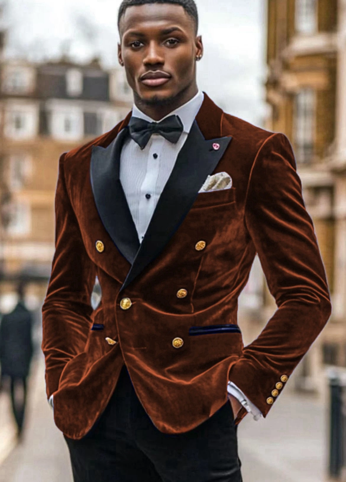 

New Burgundy And Black Velvet Formal Men Suit Business Groom Groomsman Wedding Party Prom Male Tuxedos 2 Piece Set Blazer Pants