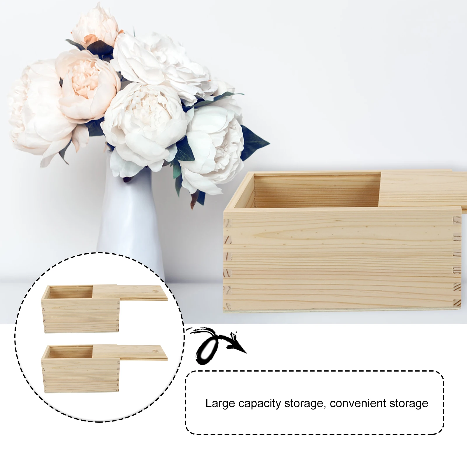 

2 Pcs with Cover Sliding-style Gift Box Storage Boxes Wooden Household Container