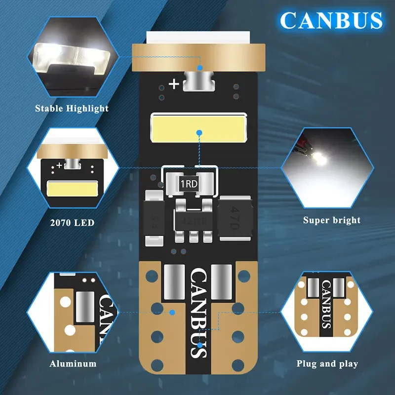 TCYATO Car light t10 led width indicator light 7020 3 license plate light w5w roof reading light Door light