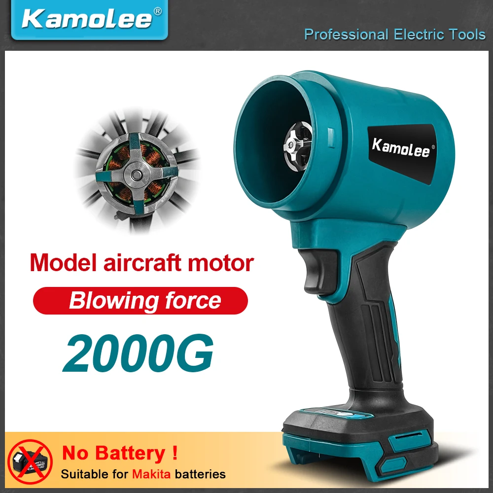 Kamolee Borstelloze 3000W Elektrische Turbo Blowers Jet Fan 400 M/S Gewelddadige Auto Droger Stof Blazen Tool voor Makita 18V Batterij